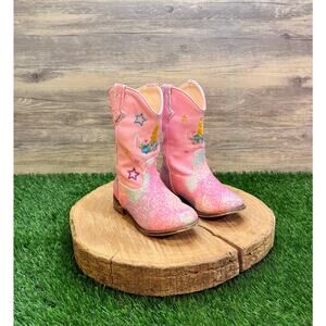 Unknown Youth - Size 10 - Pink Glitter Unicorn Stars Cowboy Boots